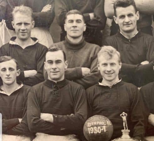 (Please credit within piece: The Bromilow family) Elisha Scott and Gordon Hodgson, Liverpool squad photo 1930/31