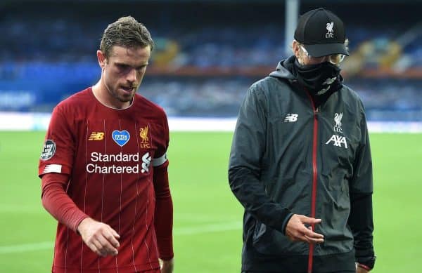 Liverpool, including Jordan Henderson (left) and manager Jurgen Klopp, missed out on three points at Everton (PA)