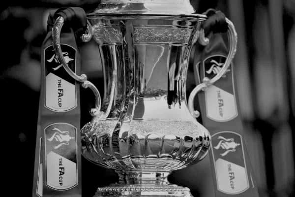 LIVERPOOL, ENGLAND - Sunday, March 8, 2015: The FA Cup trophy on display before the FA Cup 6th Round Quarter-Final match between Liverpool and Blackburn Rovers at Anfield. (Pic by David Rawcliffe/Propaganda)