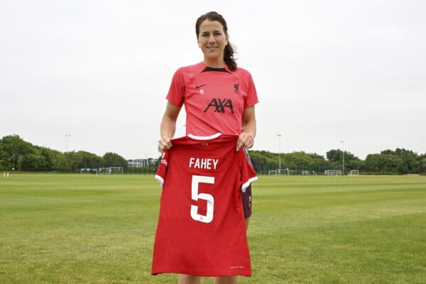 Liverpool FC Women Captain Niamh Fahey signs a contract extension at Solar Campus, 06/06/23. Photo: Nick Taylor/LFC