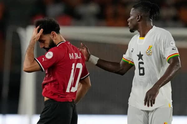 Mohamed Salah was forced off during Egypt’s 2-2 draw with Ghana (Themba Hadebe/PA)