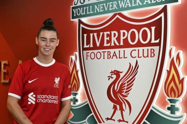 Liverpool FC Women sign Natasha Flint at Anfield, 27/06/23. Photo: Nick Taylor/LFC