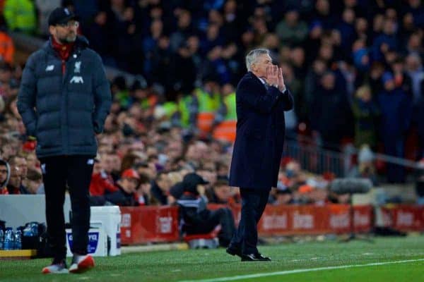 LIVERPOOL, ENGLAND - Sunday, January 5, 2020: Everton's manager Carlo Ancelottiduring the FA Cup 3rd Round match between Liverpool FC and Everton FC, the 235th Merseyside Derby, at Anfield. (Pic by David Rawcliffe/Propaganda)