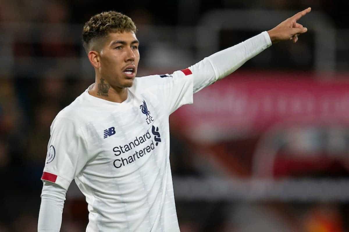 BOURNEMOUTH, ENGLAND - Saturday, December 7, 2019: Liverpool's Roberto Firmino during the FA Premier League match between AFC Bournemouth and Liverpool FC at the Vitality Stadium. (Pic by David Rawcliffe/Propaganda)