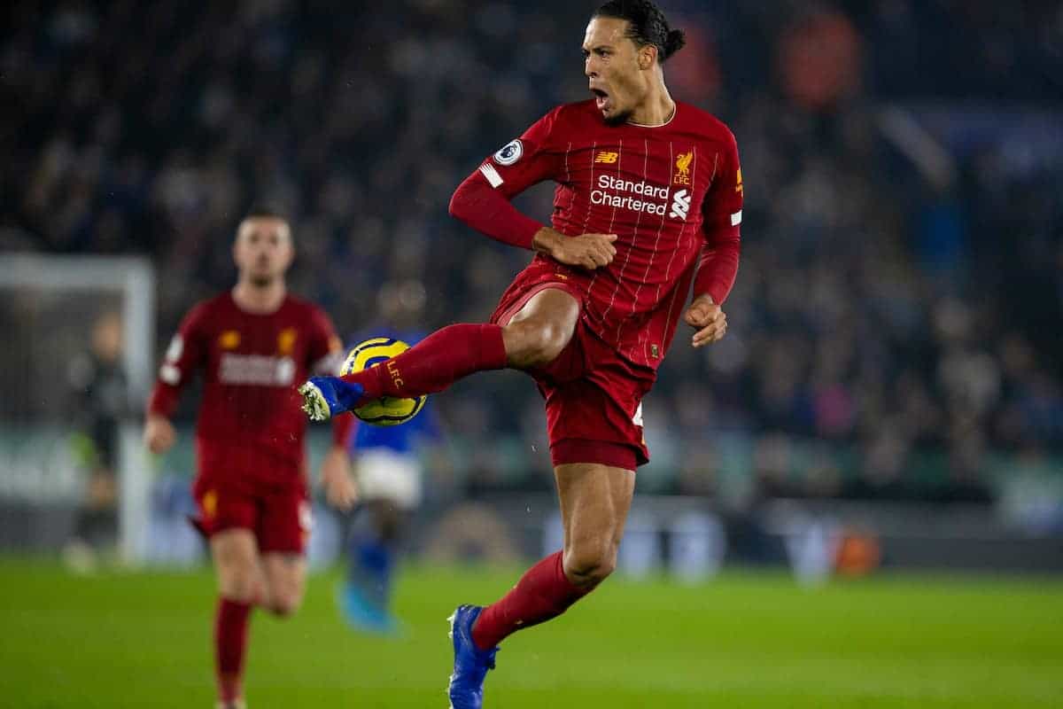 LEICESTER, ENGLAND - Thursday, December 26, 2019: Liverpool's Virgil van Dijk during the FA Premier League match between Leicester City FC and Liverpool FC at the King Power Stadium. (Pic by David Rawcliffe/Propaganda)