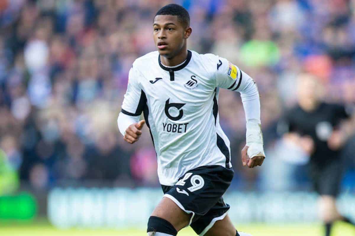 CARDIFF, WALES - Sunday, January 12, 2020: Swansea City's Rhian Brewster during the Football League Championship match between Cardiff City FC and Swansea City FC at the Cardiff City Stadium. (Pic by David Rawcliffe/Propaganda)