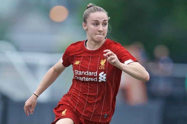 BOSTON, MASSACHUSETTS, USA - Monday, July 22, 2019: Liverpool's Niamh Charles during a friendly match between Liverpool FC Women and Metropolitan Conference All Stars at Jordan Field at the Harvard Stadium on day seven of the club's pre-season tour of America. (Pic by David Rawcliffe/Propaganda)