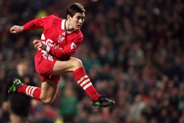 Nigel Clough goal, Man United, Anfield, 3-3, 1994 (PA Images / Alamy Stock Photo)