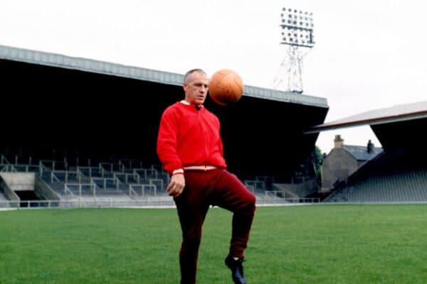 Liverpool manager Bill Shankly shows off his ball skills at Anfield (PA / Alamy Media)