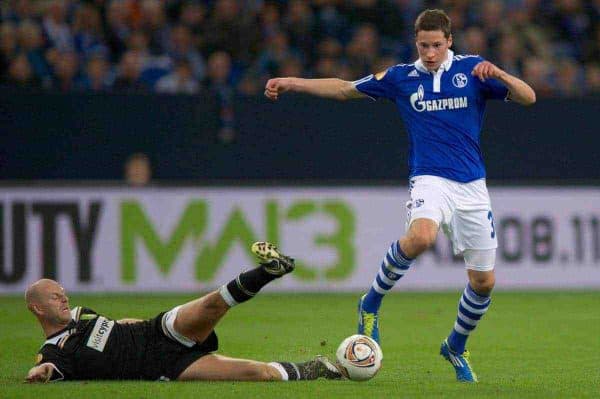 03.11.2011, Veltins Arena, Gelsenkirchen, GER, UEFA Europa League, FC Schalke 04 (GER) vs AEK Larnaca FC (CYP), im Bild Zweikampf Tim de Cler (#19 Larnaca) - Julian Draxler (#31 Schalke) // during FC Schalke 04 (GER) vs AEK Larnaca FC (CYP) at Veltins Arena, Gelsenkirchen, GER, 2011-11-03. EXPA Pictures © 2011, PhotoCredit: EXPA/ nph/ Kurth ****** out of GER / CRO / BEL ******