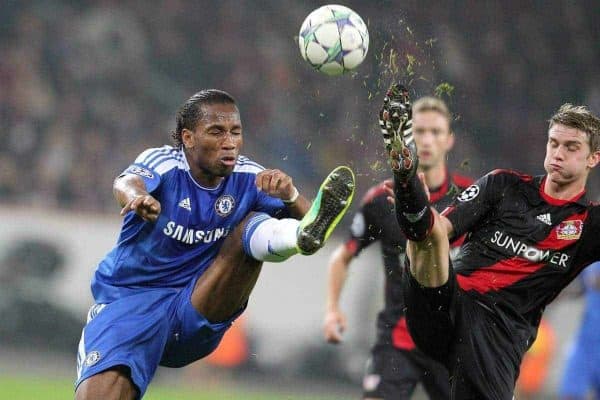 23.11.2011, BayArena, Leverkusen, Germany, UEFA CL, Gruppe E, Bayer 04 Leverkusen (GER) vs Chelsea FC (ENG), im Bild Didier Drogba (Chelsea #11) gegen Lars Bender (Leverkusen #8) // during the football match of UEFA Champions league, group E, between Bayer Leverkusen (GER) and FC Chelsea (ENG) at BayArena, Leverkusen, Germany on 2011/11/23.EXPA Pictures © 2011, PhotoCredit: EXPA/ nph/ Mueller..***** ATTENTION - OUT OF GER, CRO *****