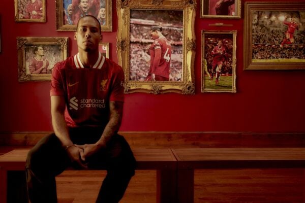 Virgil van Dijk captain of Liverpool signs a new contract extension at Axa training centre on April 17, 2025 in Liverpool, England. (Photo by Liverpool FC/Liverpool FC via Getty Images)