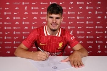 Liverpool Unveil New Signing Milos Kerkez