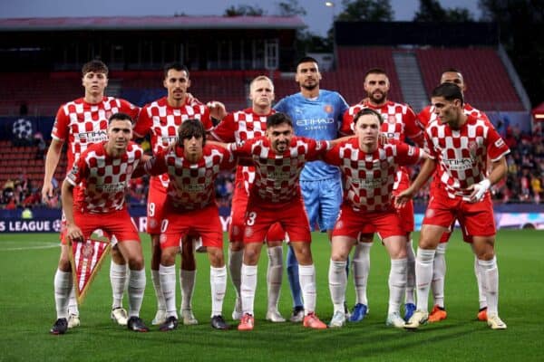 GIRONA, SPAIN - OCTOBER 02: Players of Girona FC pose for a team photograph prior to the UEFA Champions League 2024/25 League Phase MD2 match between Girona FC and Feyenoord at Montilivi Stadium on October 02, 2024 in Girona, Spain. (Photo by Eric Alonso - UEFA/UEFA via Getty Images)