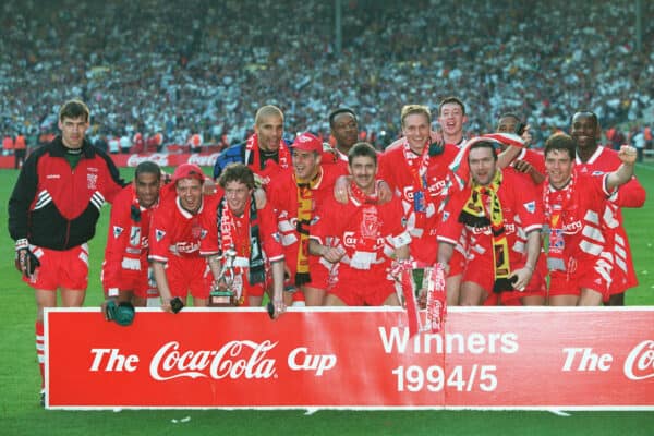 Coca Cola Cup / League Cup final trophy, Wembley, Liverpool 1995 (Allstar Picture Library Ltd / Alamy Stock Photo)