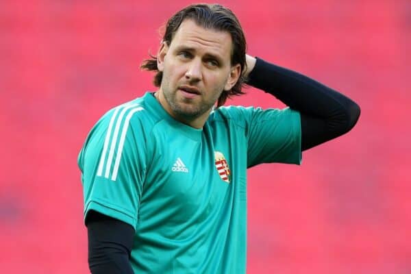 BUDAPEST, HUNGARY - JUNE 14: Adam Szalai of Hungary controls the ball during the Hungary Training Session ahead of the Euro 2020 Group F match between Hungary and Portugal at Puskas Arena on June 14, 2021 in Budapest, Hungary. (Photo by Alex Livesey - UEFA)