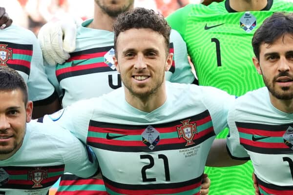 BUDAPEST, HUNGARY - JUNE 15: Players of Portugal pose for a team photograph prior to the UEFA Euro 2020 Championship Group F match between Hungary and Portugal at Puskas Arena on June 15, 2021 in Budapest, Hungary. (Photo by Angel Martinez - UEFA)