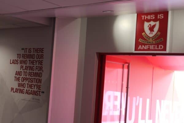 This Is Anfield sign. Stadium tour August 10, 2024
