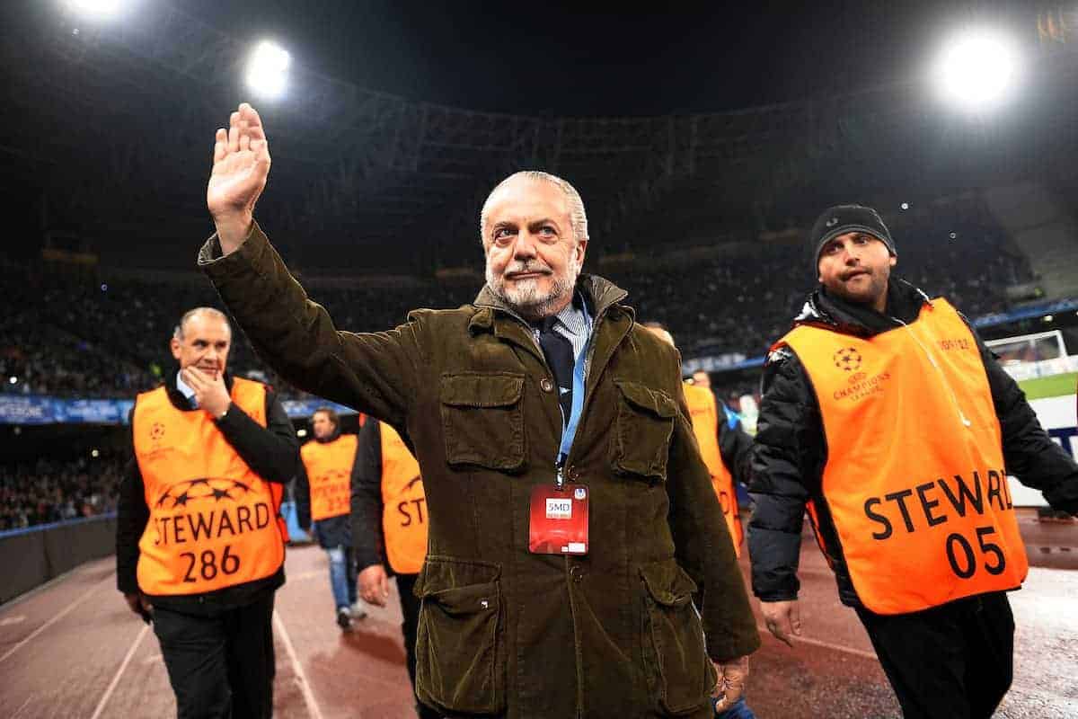 22.11.2011, Stadio San Paolo, Rom, ITA, UEFA CL, Gruppe A, SSC Neapel (ITA) vs Manchester City (ENG), im Bild Il Presidente del Napoli Aurelio DE LAURENTIIS durante il giro di campo per salutare i tifosi, // during the football match of UEFA Champions league, group A, between SSC Neapel (ITA) vs Manchester City (ENG) at San Paolo Stadium, rome, Italy on 22/11/2011. EXPA Pictures © 2011, PhotoCredit: EXPA/ Insidefoto/ Andrea Staccioli..***** ATTENTION - for AUT, SLO, CRO, SRB, SUI and SWE only *****