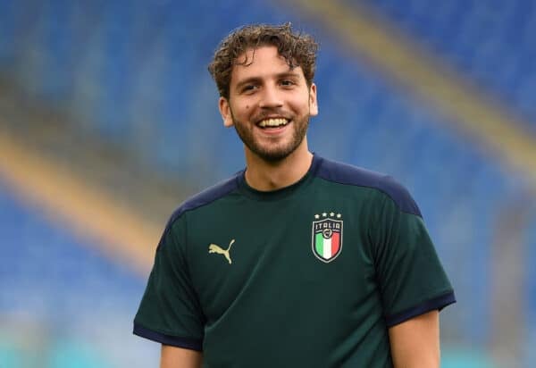ROME, ITALY - JUNE 10: Manuel Locatelli of Italy looks on during the Italy Training Session ahead of the UEFA Euro 2020 Championship Group A match between Turkey and Italy at Olimpico Stadium on June 10, 2021 in Rome, Italy. (Photo by Chris Ricco - UEFA/UEFA via Getty Images)