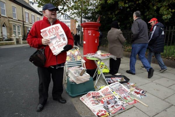 Anfield, 2006, The kop magazine seller (Allstar Picture Library Ltd / Alamy Stock Photo)