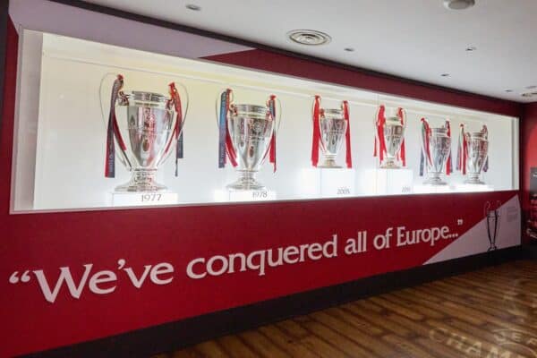 Liverpool FC Museum Launch at Anfield, 11/07/24. European Cups. Trophy. Photo: Nick Taylor/LFC