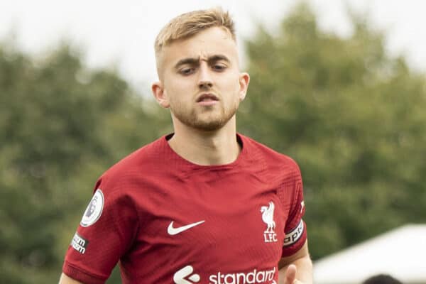 KIRKBY, ENGLAND - Saturday, September 3, 2022: Liverpool's captain Jake Cain during the Premier League 2 Division 1 match between Liverpool FC Under-18's and Manchester United FC Under-18's at the Liverpool Academy. (Pic by Jessica Hornby/Propaganda)