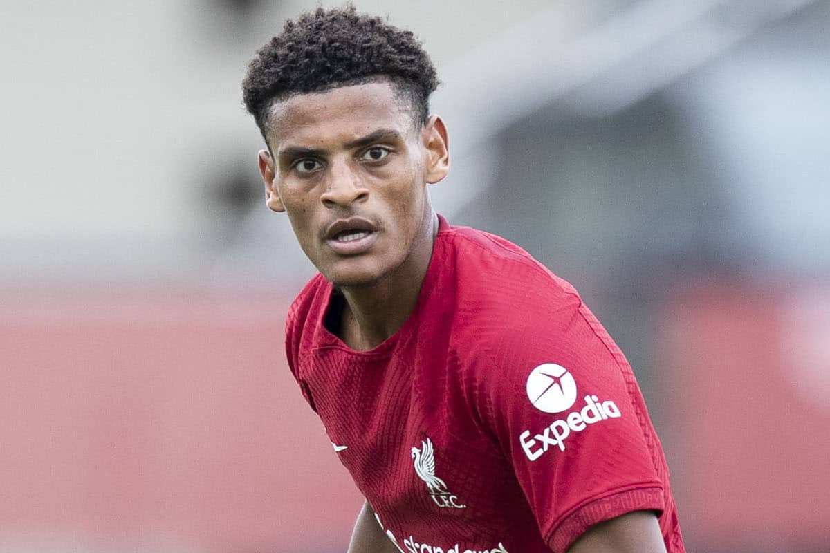 KIRKBY, ENGLAND - Saturday, September 3, 2022: Liverpool's Melkamu Frauendorf during the Premier League 2 Division 1 match between Liverpool FC Under-18's and Manchester United FC Under-18's at the Liverpool Academy. (Pic by Jessica Hornby/Propaganda)