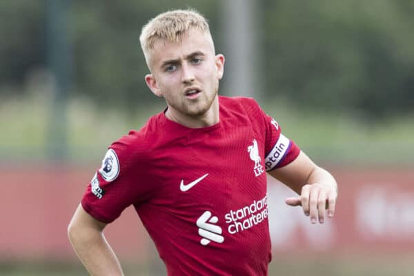 KIRKBY, ENGLAND - Saturday, September 3, 2022: Liverpool's captain Jake Cain during the Premier League 2 Division 1 match between Liverpool FC Under-18's and Manchester United FC Under-18's at the Liverpool Academy. (Pic by Jessica Hornby/Propaganda)