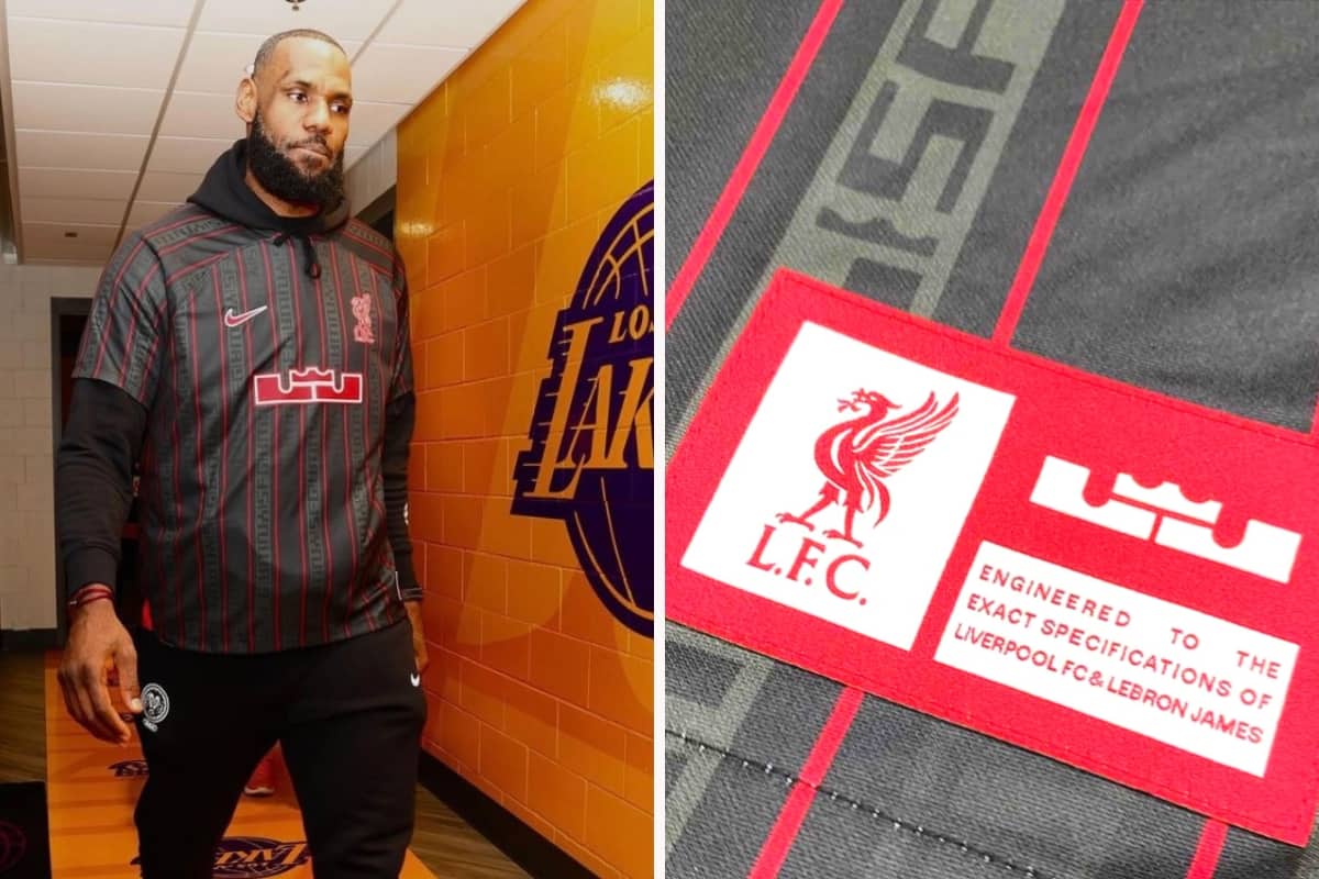 LeBron James in Liverpool shirt at Lakers game