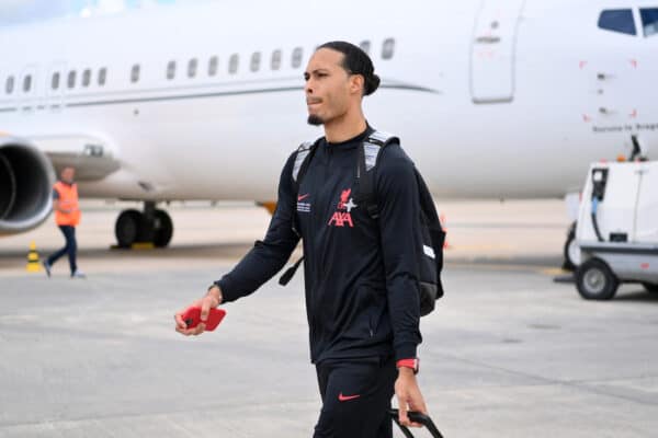 PARIS, FRANCE - MAY 27: Virgil van Dijk of Liverpool arrives during the Liverpool FC arrival on May 27, 2022 in Paris, France. Liverpool FC will face Real Madrid in the UEFA Champions League final on May 28, 2022. (Photo by Sebastian Widmann - UEFA/UEFA via Getty Images)