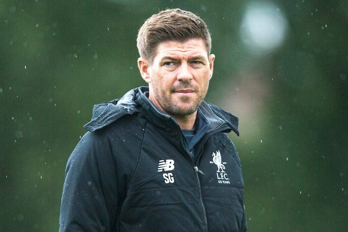 STOKE-ON-TRENT, ENGLAND - Saturday, September 9, 2017: Liverpool's manager Steven Gerrard ahead of an Under-18 FA Premier League match between Stoke City and Liverpool at the Clayton Wood Training Ground. (Pic by Laura Malkin/Propaganda)