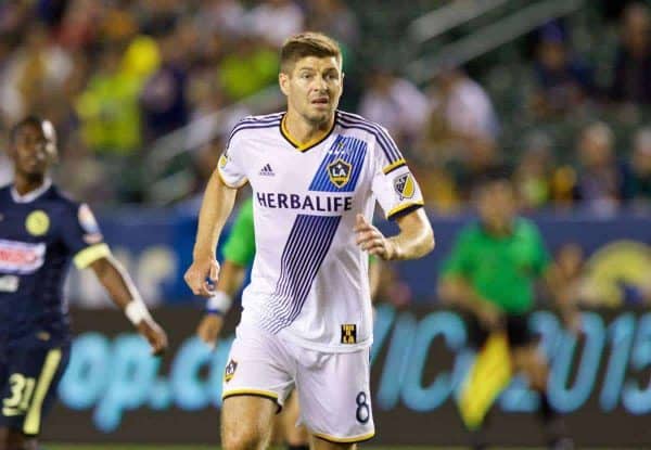 LOS ANGELES, USA - Saturday, July 11, 2015: LA Galaxy's Steven Gerrard in action during the International Champions Cup match against Club America at the StubHub Center. (Pic by Susana Capra/Propaganda)