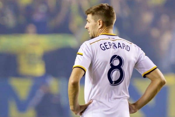 LOS ANGELES, USA - Saturday, July 11, 2015: LA Galaxy's Steven Gerrard in action against Club America during the International Champions Cup match at the StubHub Center. (Pic by Susana Capra/Propaganda)