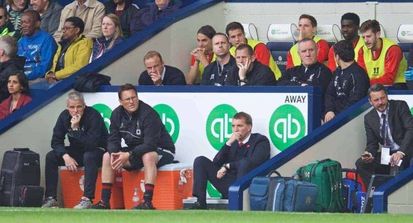 WEST BROMWICH, ENGLAND - Saturday, April 25, 2015: Liverpool's manager Brendan Rodgers during the Premier League match against West Bromwich Albion at the Hawthorns. (Pic by David Rawcliffe/Propaganda)