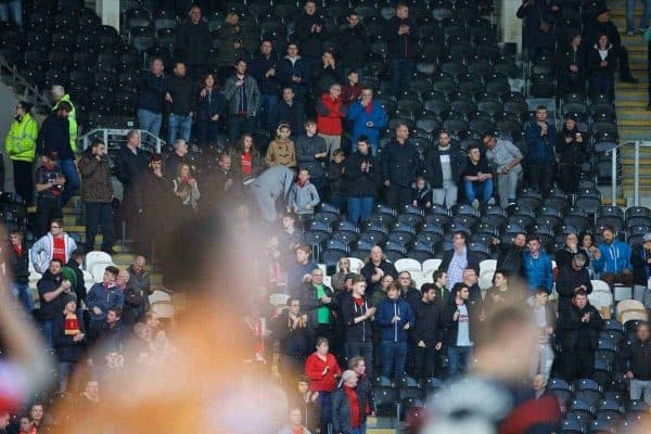 KINGSTON-UPON-HULL, ENGLAND - Tuesday, April 28, 2015: Empty seats as Liverpool supporters boycott the game to protest at high ticket prices during the Premier League match against Hull City at the KC Stadium. (Pic by David Rawcliffe/Propaganda)