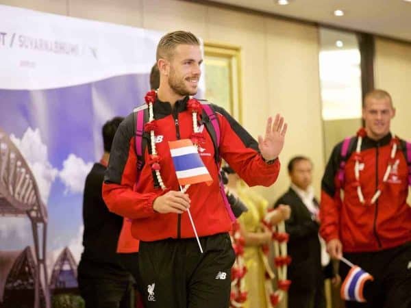 BANGKOK, THAILAND - Monday, July 13, 2015: Liverpool's new captain captain Jordan Henderson at Bangkok's Suvarnabhumi Airport as the team arrive in Thailand for the start of the club's preseason tour. (Pic by David Rawcliffe/Propaganda)