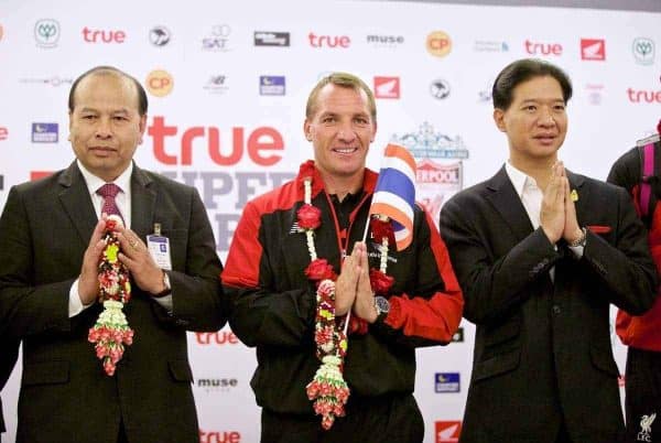 BANGKOK, THAILAND - Monday, July 13, 2015: Liverpool's manager Brendan Rodgers at Bangkok's Suvarnabhumi Airport as the team arrive in Thailand for the start of the club's preseason tour. (Pic by David Rawcliffe/Propaganda)