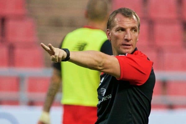 BANGKOK, THAILAND - Monday, July 13, 2015: Liverpool's manager Brendan Rodgers during a training session at the Rajamangala National Stadium in Bangkok on day one of the club's preseason tour. (Pic by David Rawcliffe/Propaganda)