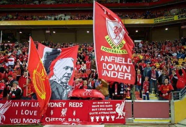 BRISBANE, AUSTRALIA - Friday, July 17, 2015: Liverpool supporters before a preseason friendly match against Brisbane Roar at the Suncorp Stadium on day five of the club's preseason tour. (Pic by David Rawcliffe/Propaganda)