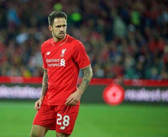 ADELAIDE, AUSTRALIA - Monday, July 20, 2015: Liverpool's Danny Ings in action against Adelaide United during a preseason friendly match at the Adelaide Oval on day eight of the club's preseason tour. (Pic by David Rawcliffe/Propaganda)