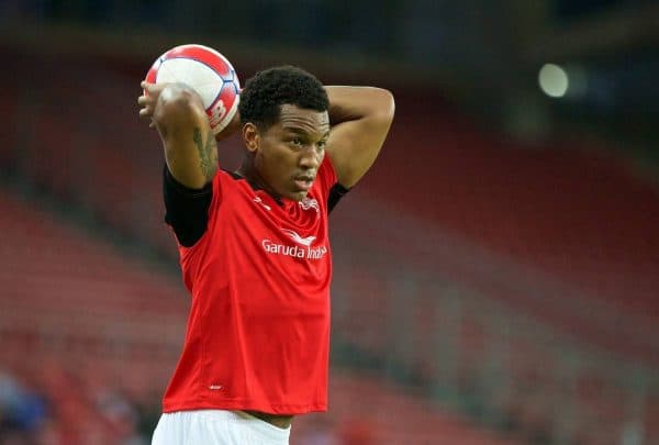 KUALA LUMPUR, MALAYSIA - Thursday, July 23, 2015: Liverpool's Andre Wisdom during a training session at Bukit Jalil National Stadium on day eleven of the club's preseason tour. (Pic by David Rawcliffe/Propaganda)