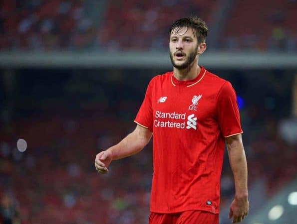 KUALA LUMPUR, MALAYSIA - Friday, July 24, 2015: Liverpool's Adam Lallana in action against a Malaysia XI during a friendly match at the Bukit Jalil National Stadium on day twelve of the club's preseason tour. (Pic by David Rawcliffe/Propaganda)