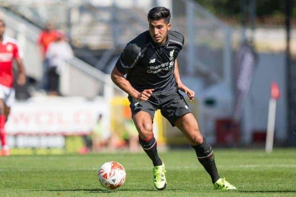 SWINDON, ENGLAND - Sunday, August 2, 2015: Liverpool's Emre Can in action against Swindon Town during a friendly match at the County Ground. (Pic by Mark Hawkins/Propaganda)