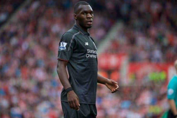 STOKE-ON-TRENT, ENGLAND - Sunday, August 9, 2015: Liverpool's Christian Benteke in action against Stoke City during the Premier League match at the Britannia Stadium. (Pic by David Rawcliffe/Propaganda)