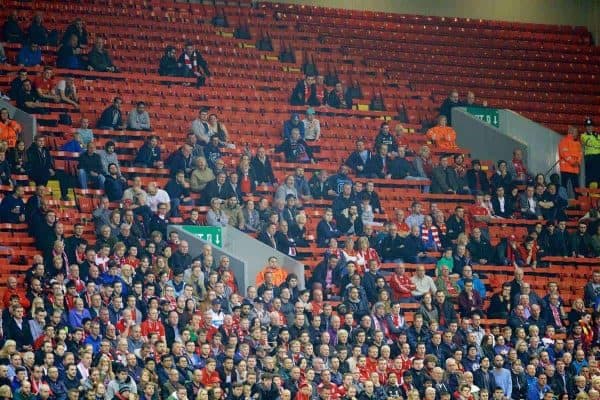 LIVERPOOL, ENGLAND - Thursday, October 1, 2015: Empty seats as Liverpool take on FC Sion during the UEFA Europa League Group Stage Group B match at Anfield. (Pic by David Rawcliffe/Propaganda)