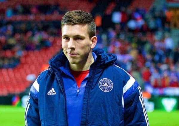 COPENHAGEN, DENMARK - Sunday, October 11, 2015: Denmark's Pierre H¯jbjerg before friendly game against France at Parken Stadium. (Pic by Lexie Lin/Propaganda)