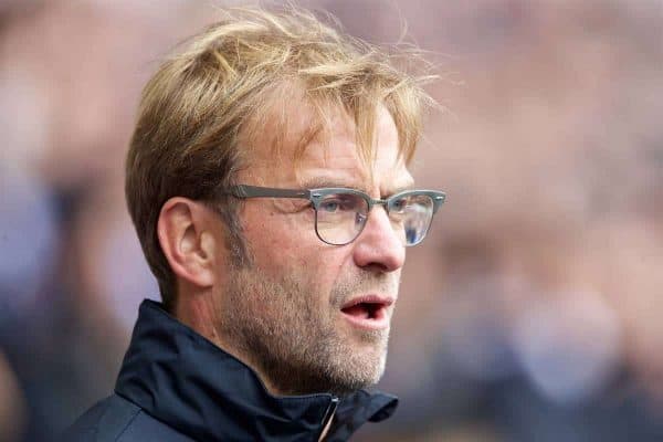 LONDON, ENGLAND - Saturday, October 17, 2015: Liverpool's manager Jürgen Klopp before the Premier League match against Tottenham Hotspur at White Hart Lane. (Pic by David Rawcliffe/Kloppaganda)