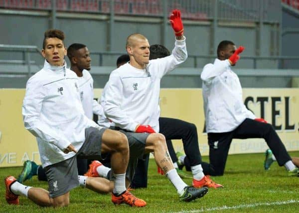 KAZAN, RUSSIA - Wednesday, November 4, 2015: Liverpool's Martin Skrtel training at the Kazan Arena ahead of the UEFA Europa League Group Stage Group B match against FC Rubin Kazan. (Pic by Oleg Nikishin/Propaganda)