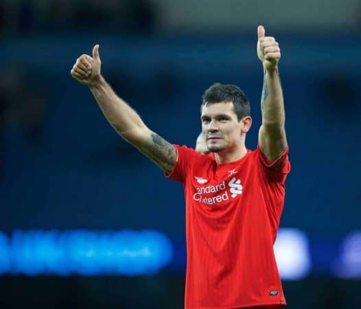 MANCHESTER, ENGLAND - Saturday, November 21, 2015: Liverpool's Dejan Lovren after the 4-1 victory over Manchester City during the Premier League match at the City of Manchester Stadium. (Pic by David Rawcliffe/Propaganda)